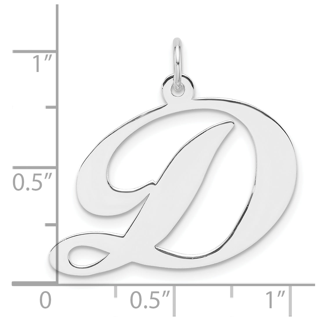 Large Sterling Silver Rhodium plated Fancy Script Letter D Initial Charm