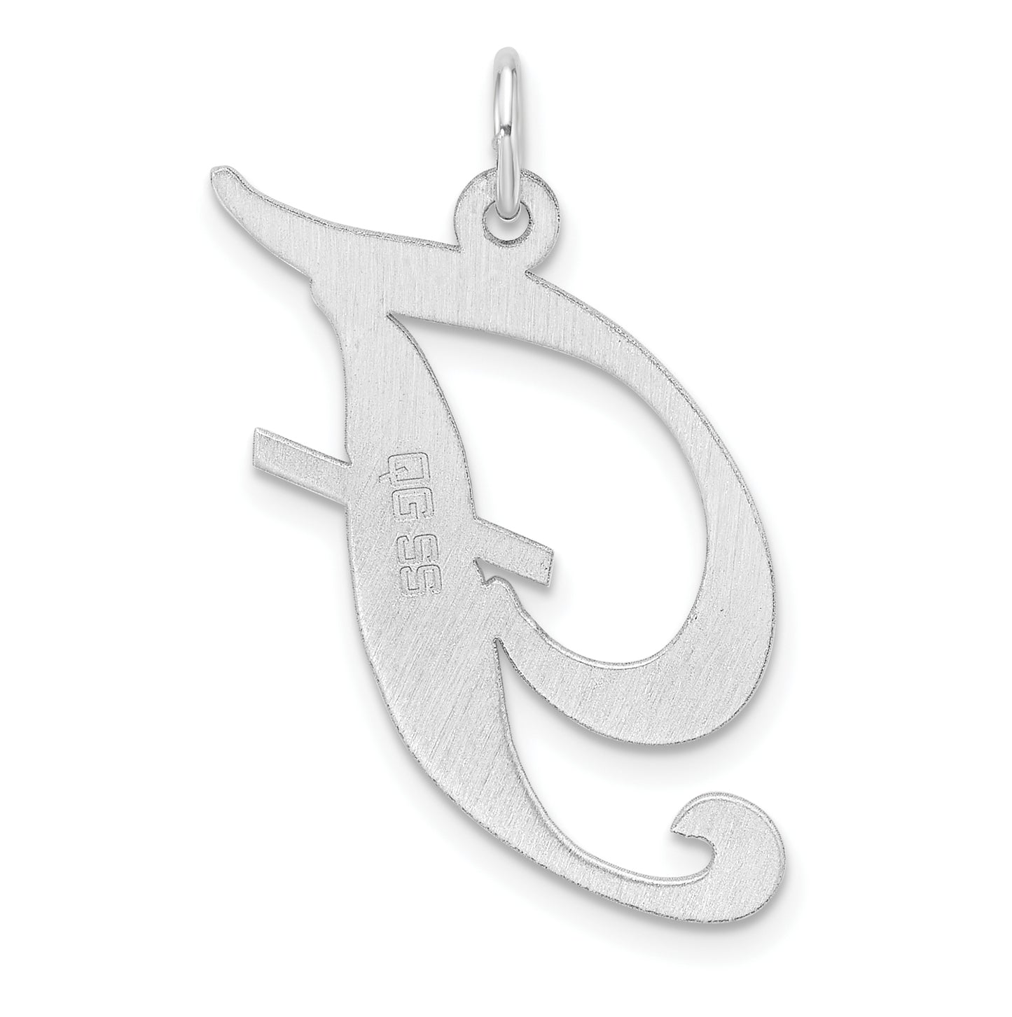 Large Sterling Silver Rhodium plated Fancy Script Letter F Initial Charm