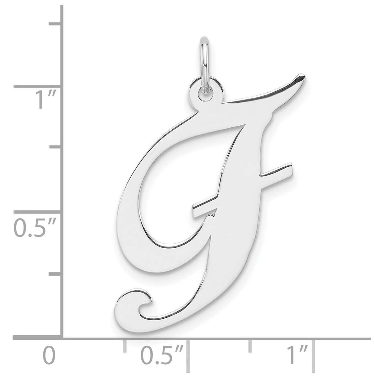 Large Sterling Silver Rhodium plated Fancy Script Letter F Initial Charm