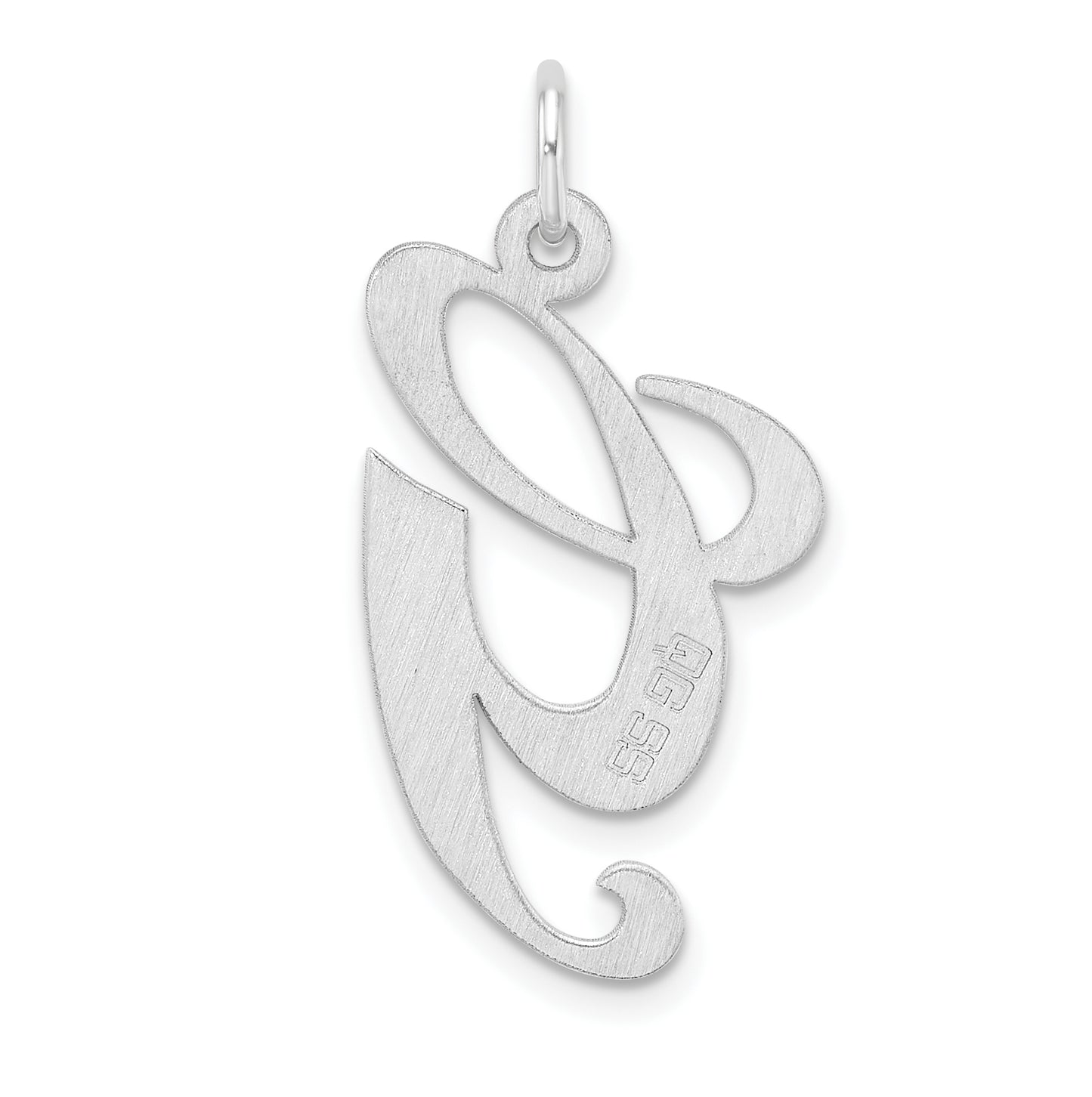 Large Sterling Silver Rhodium plated Fancy Script Letter G Initial Charm