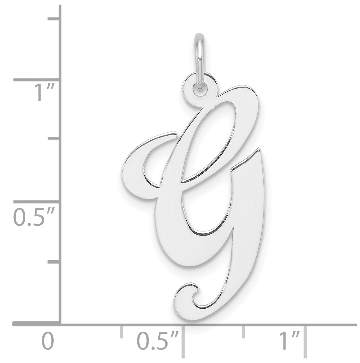 Large Sterling Silver Rhodium plated Fancy Script Letter G Initial Charm