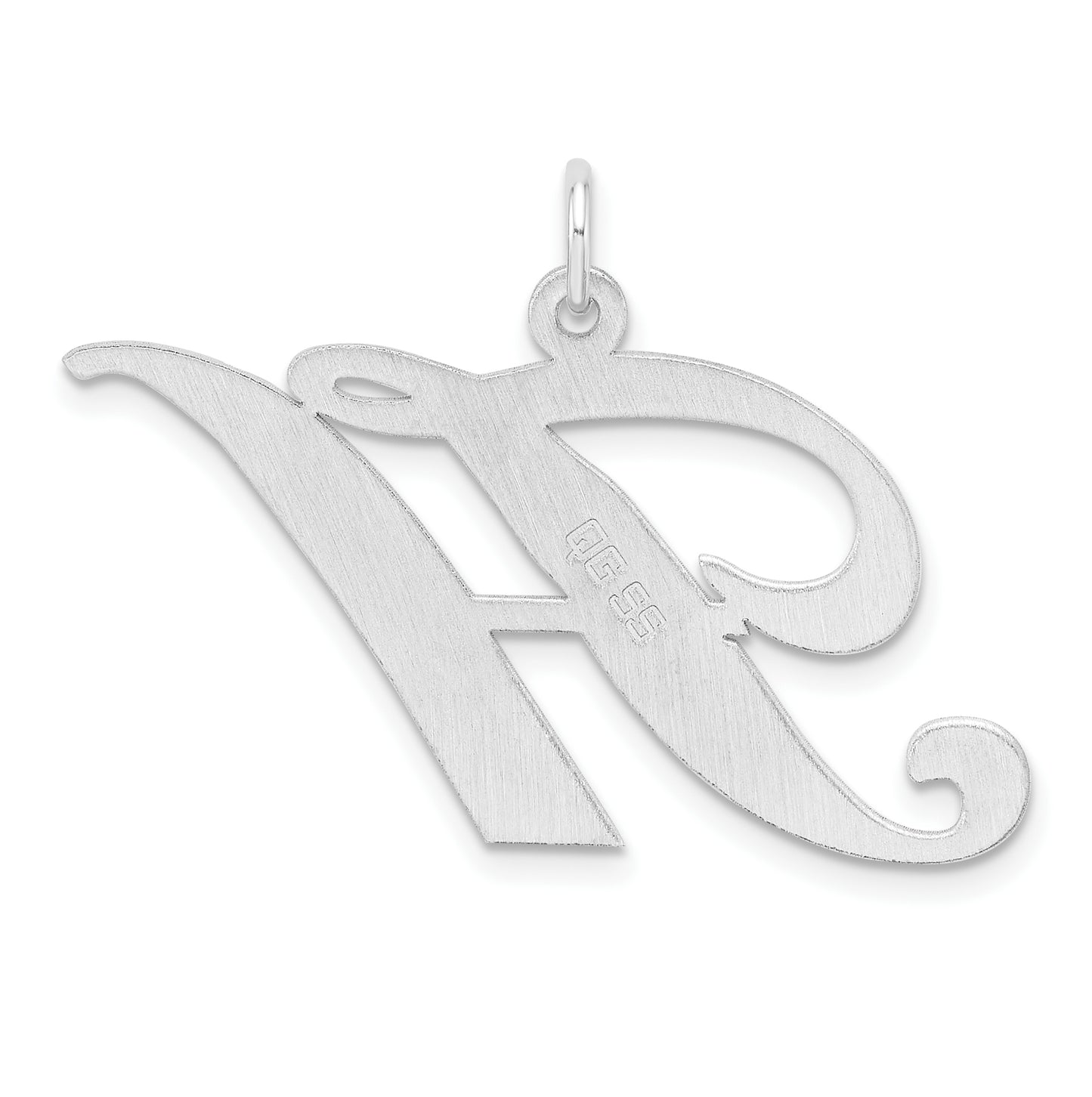 Large Sterling Silver Rhodium plated Fancy Script Letter H Initial Charm