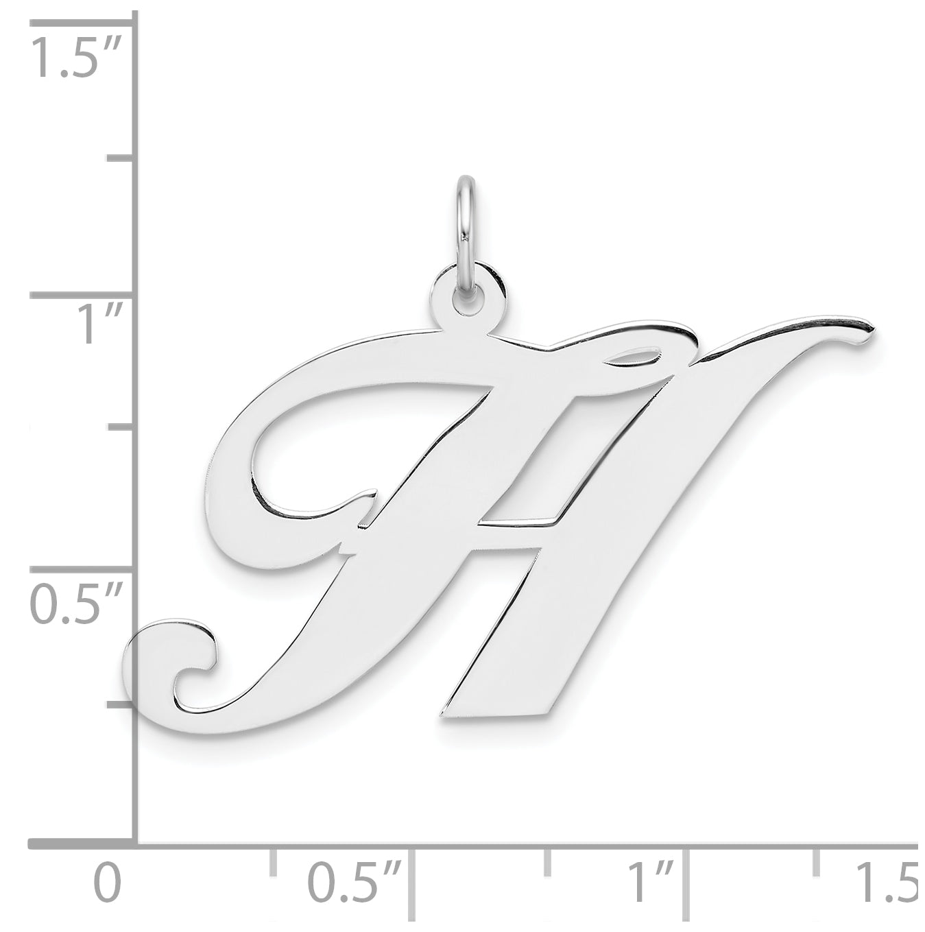 Large Sterling Silver Rhodium plated Fancy Script Letter H Initial Charm