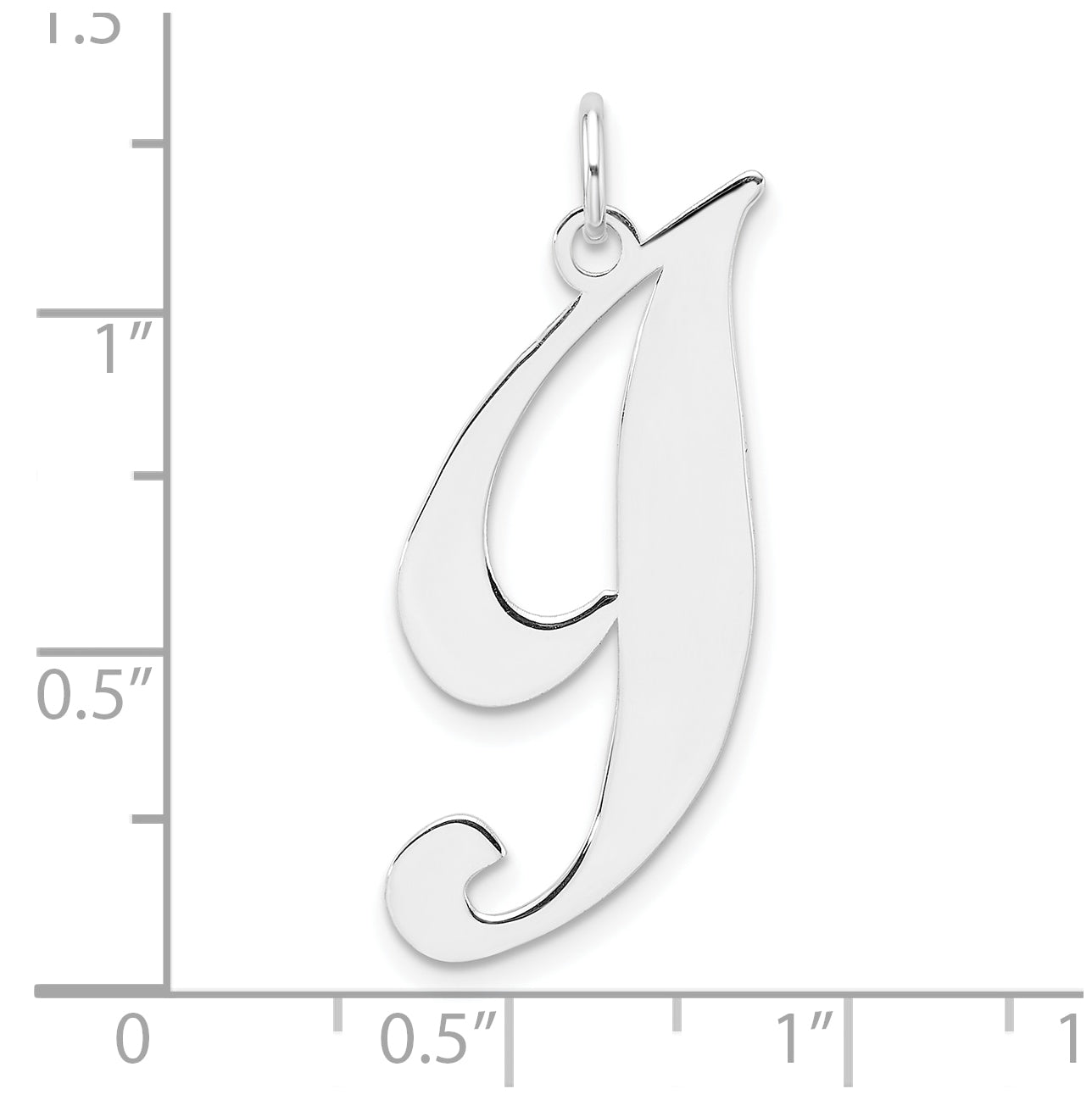 Large Sterling Silver Rhodium plated Fancy Script Letter I Initial Charm