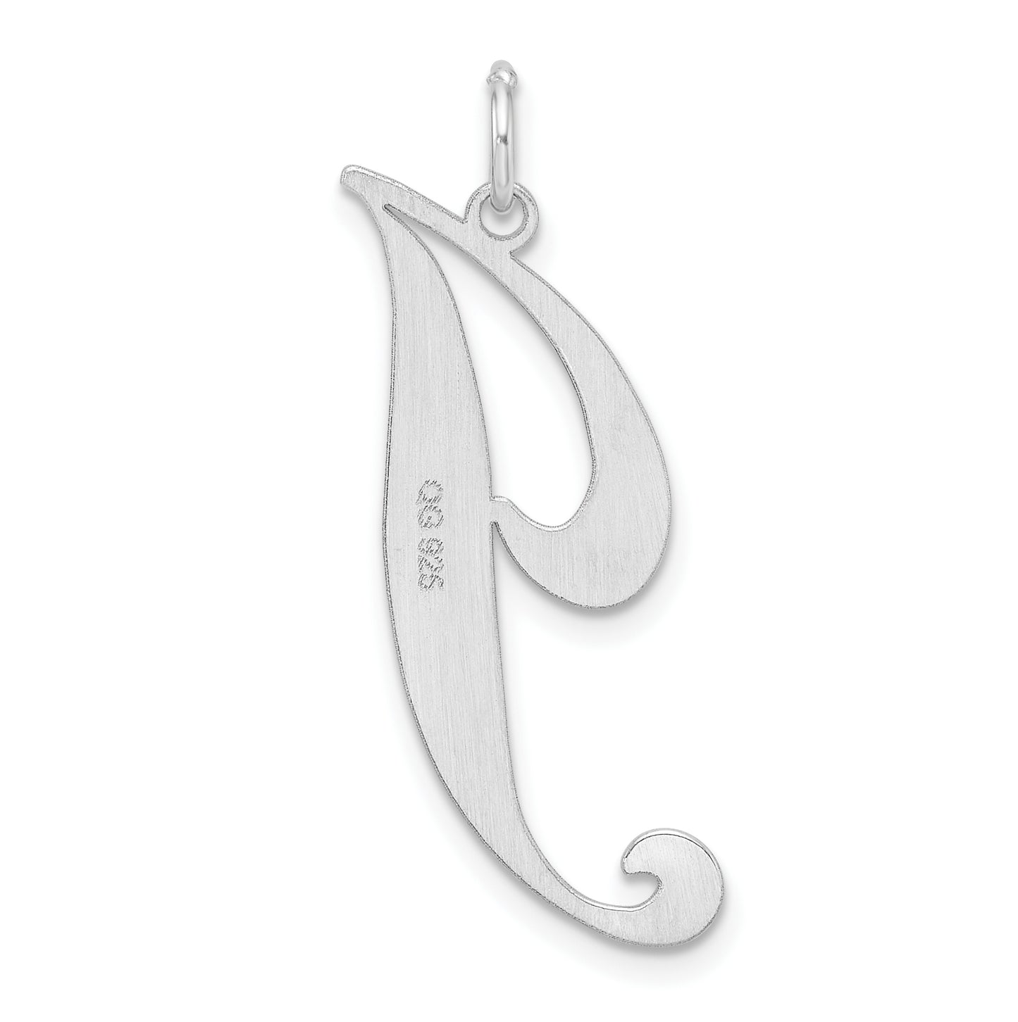 Large Sterling Silver Rhodium plated Fancy Script Letter J Initial Charm