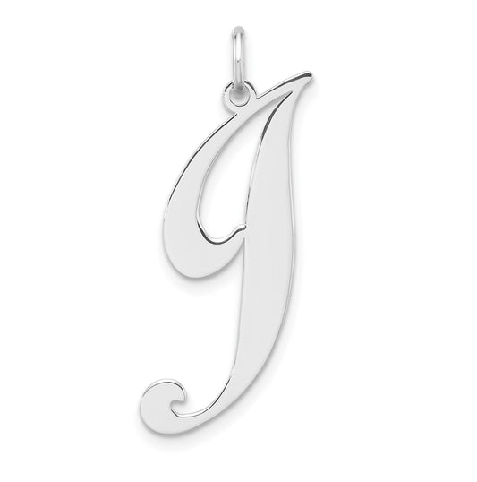 Large Sterling Silver Rhodium plated Fancy Script Letter J Initial Charm