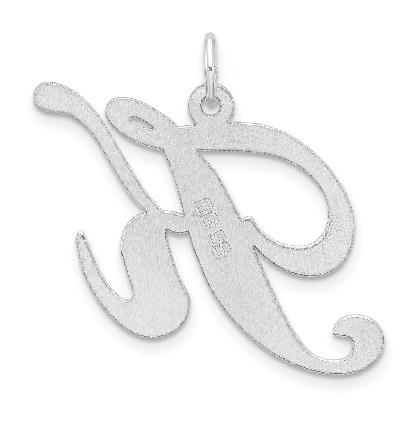 Large Sterling Silver Rhodium plated Fancy Script Letter K Initial Charm