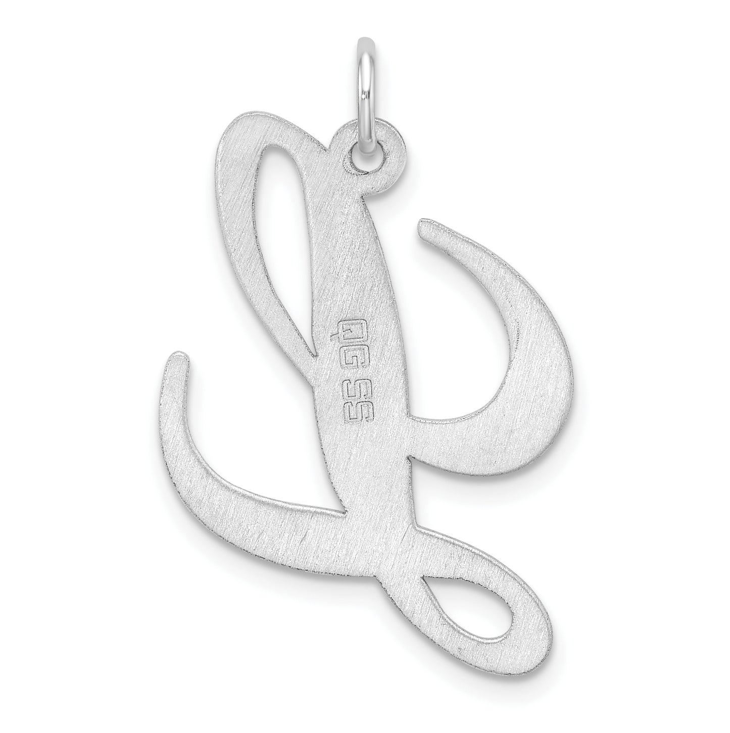 Large Sterling Silver Rhodium plated Fancy Script Letter L Initial Charm