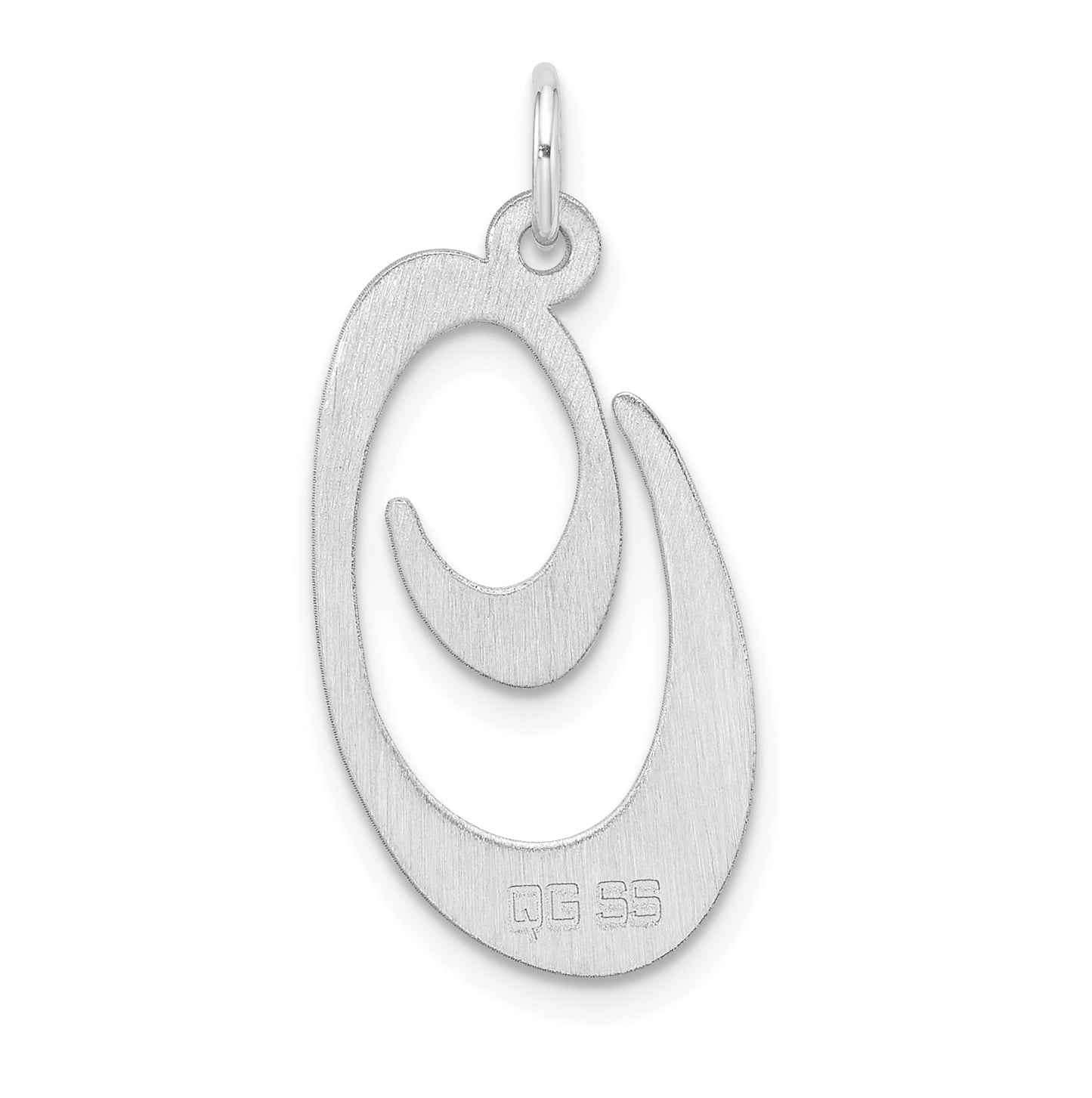 Large Sterling Silver Rhodium plated Fancy Script Letter O Initial Charm