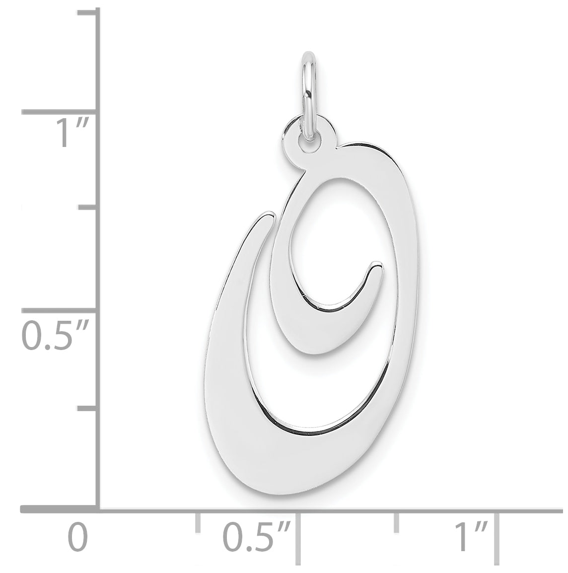Large Sterling Silver Rhodium plated Fancy Script Letter O Initial Charm