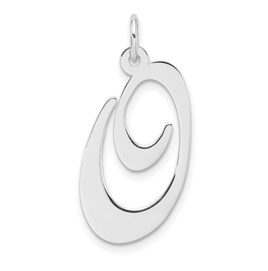 Large Sterling Silver Rhodium plated Fancy Script Letter O Initial Charm