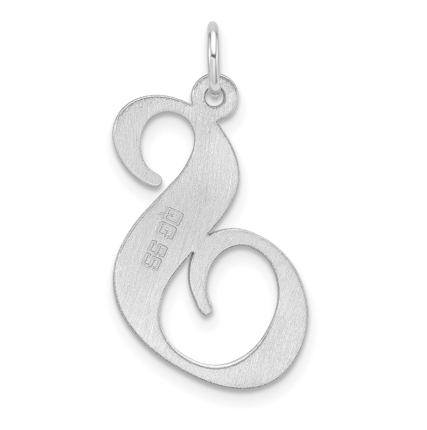 Large Sterling Silver Rhodium plated Fancy Script Letter S Initial Charm