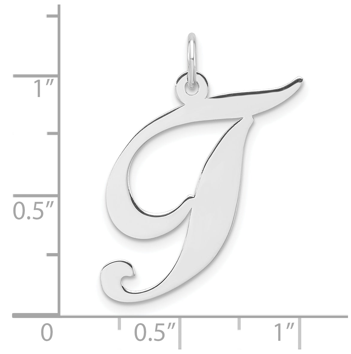 Large Sterling Silver Rhodium plated Fancy Script Letter T Initial Charm