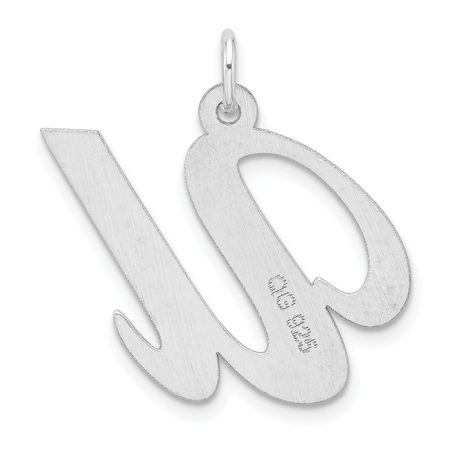 Large Sterling Silver Rhodium plated Fancy Script Letter U Initial Charm