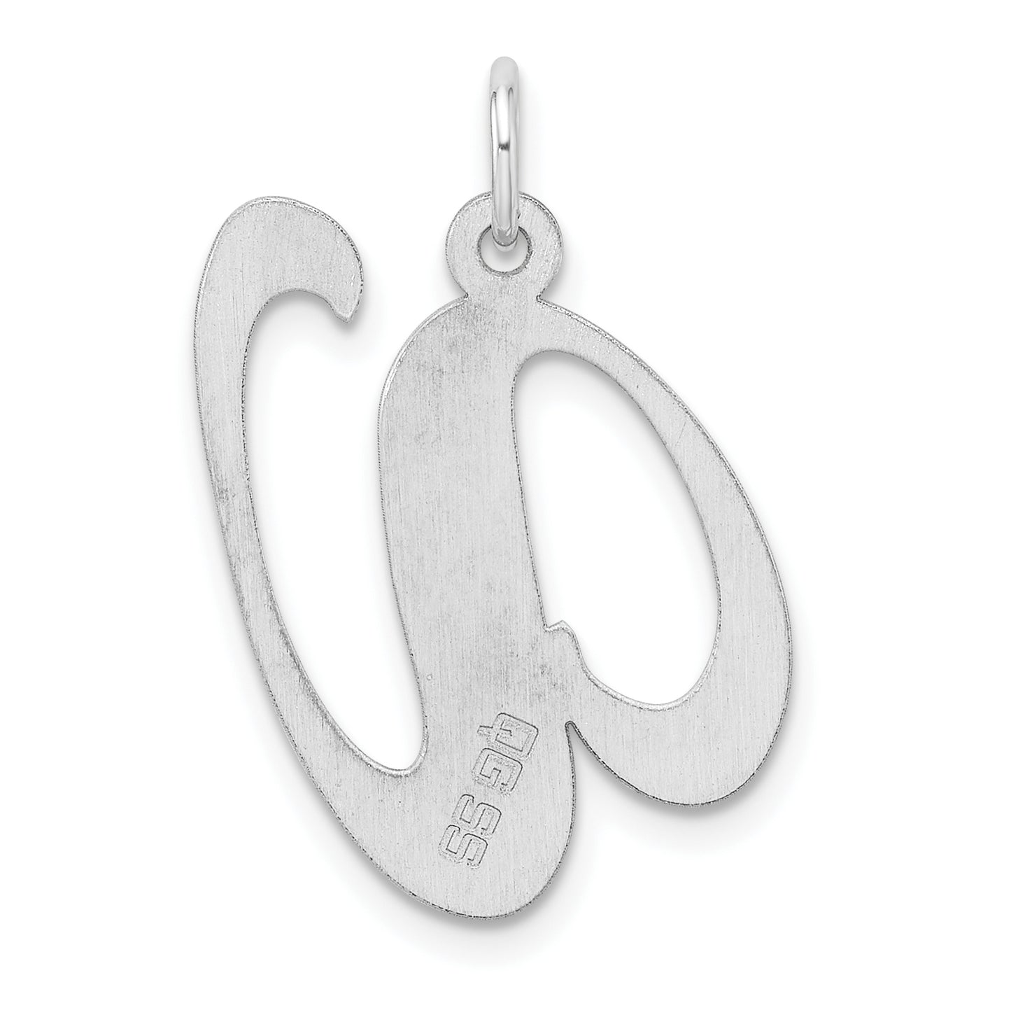 Large Sterling Silver Rhodium plated Fancy Script Letter V Initial Charm