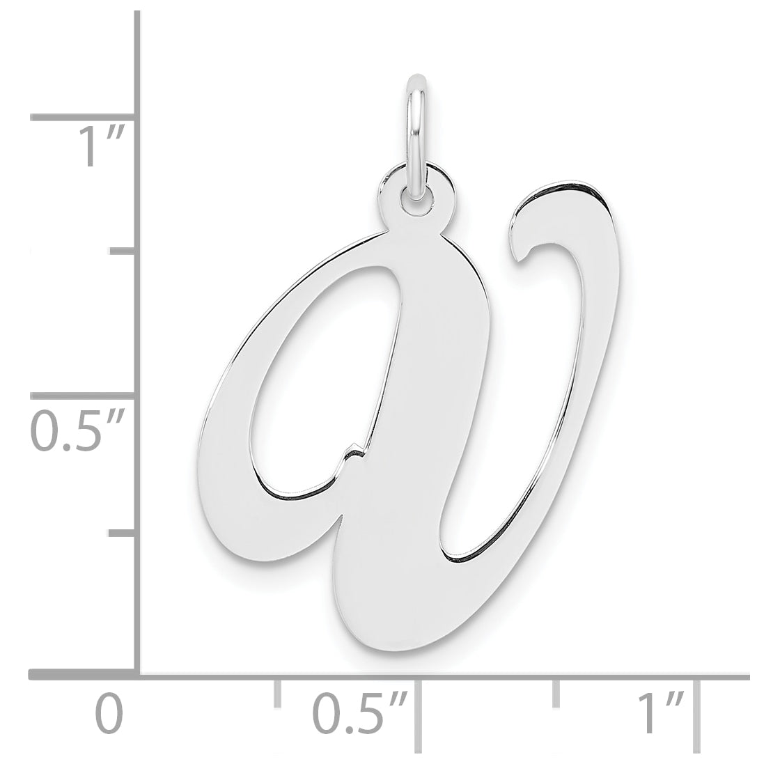 Large Sterling Silver Rhodium plated Fancy Script Letter V Initial Charm