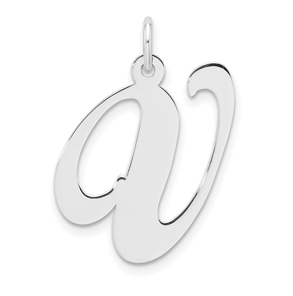 Large Sterling Silver Rhodium plated Fancy Script Letter V Initial Charm