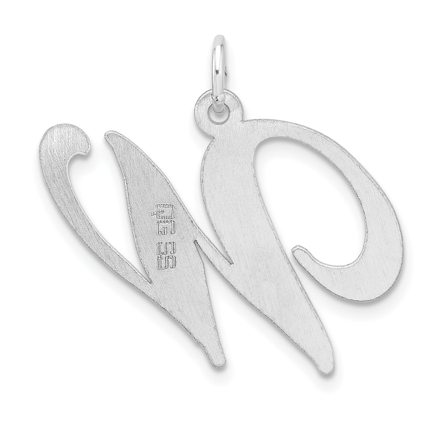 Large Sterling Silver Rhodium plated Fancy Script Letter W Initial Charm
