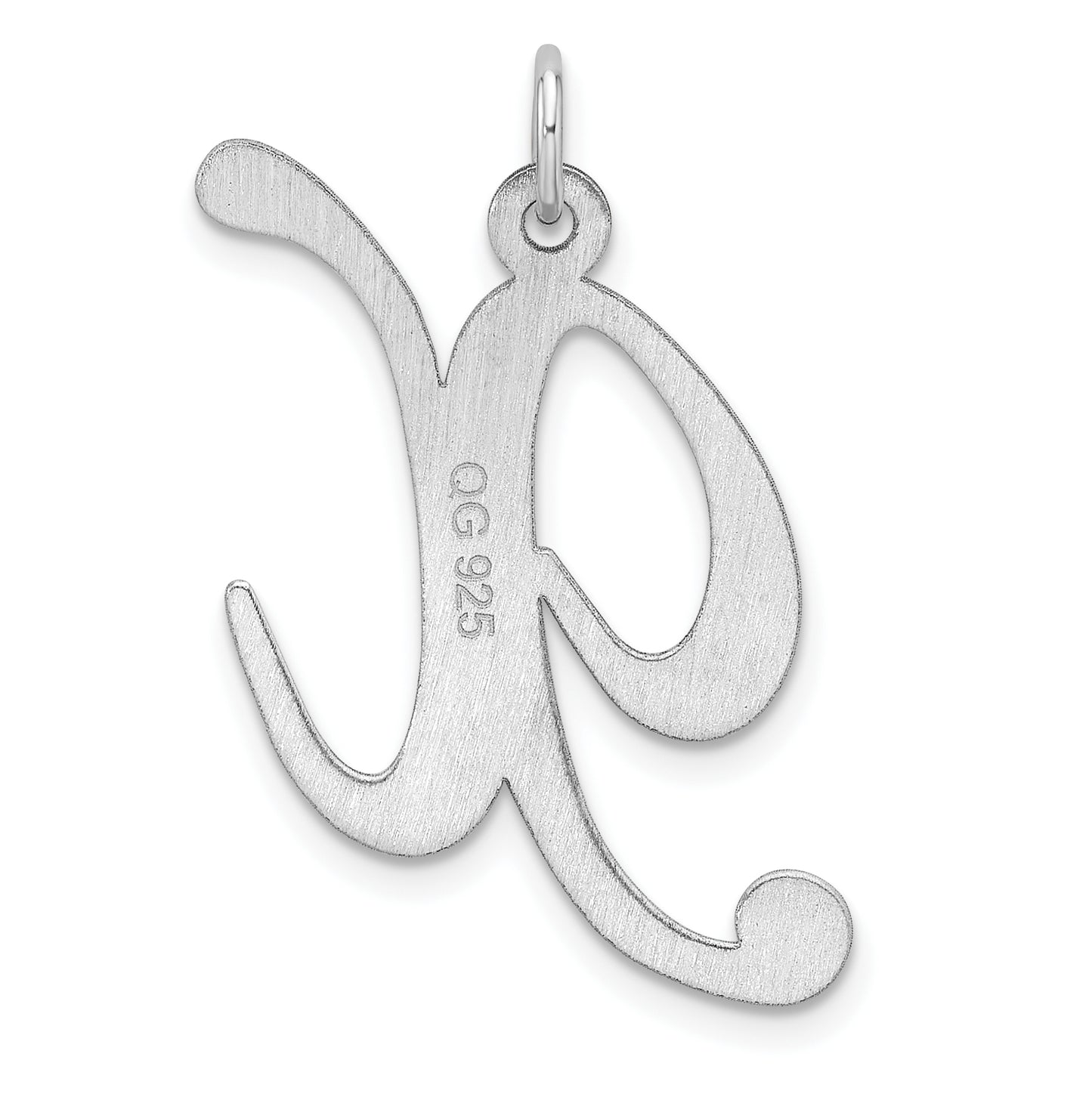Large Sterling Silver Rhodium plated Fancy Script Letter X Initial Charm
