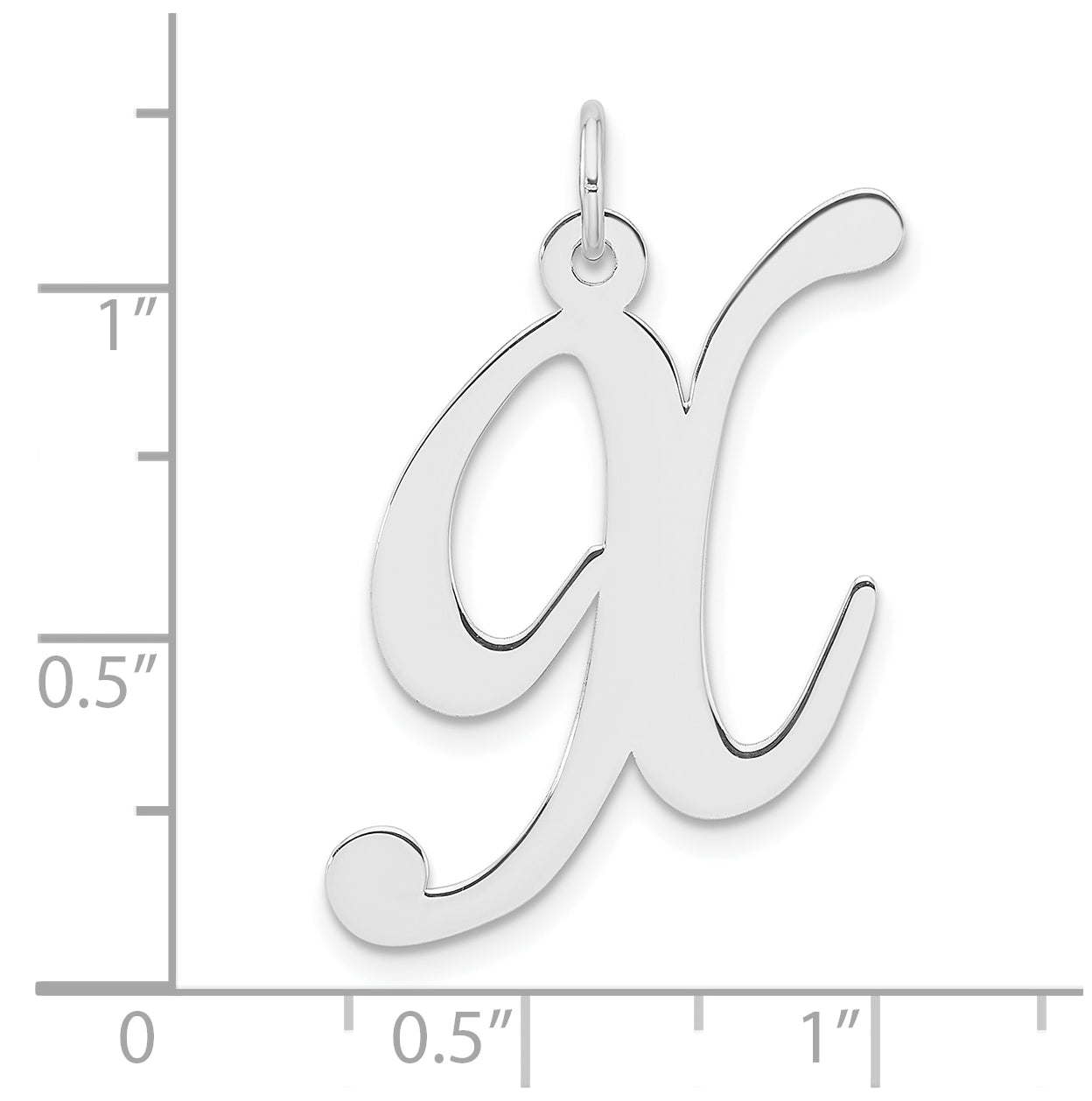 Large Sterling Silver Rhodium plated Fancy Script Letter X Initial Charm