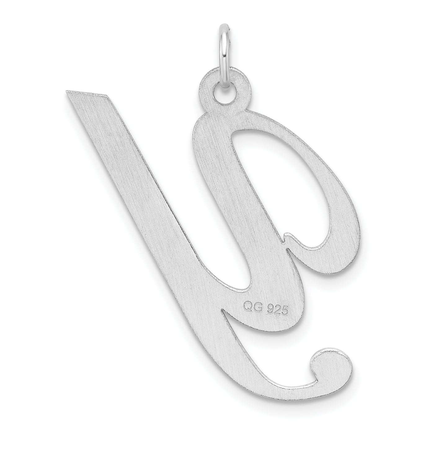 Large Sterling Silver Rhodium plated Fancy Script Letter Y Initial Charm