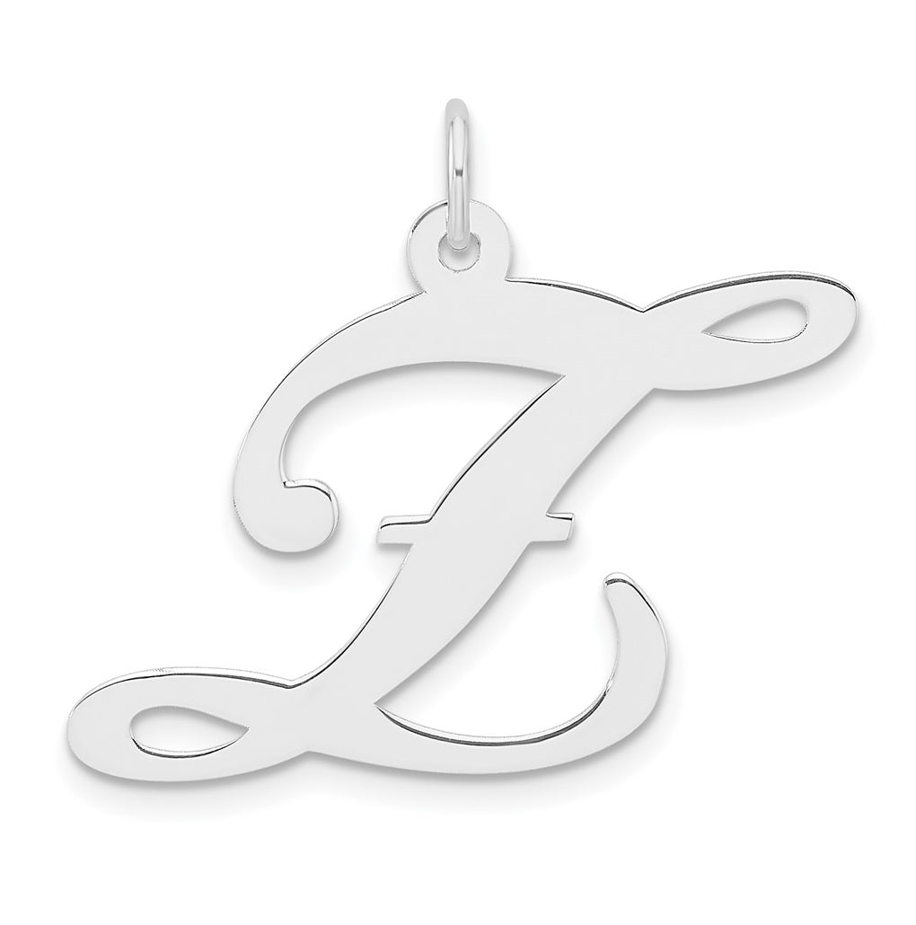 Large Sterling Silver Rhodium plated Fancy Script Letter Z Initial Charm