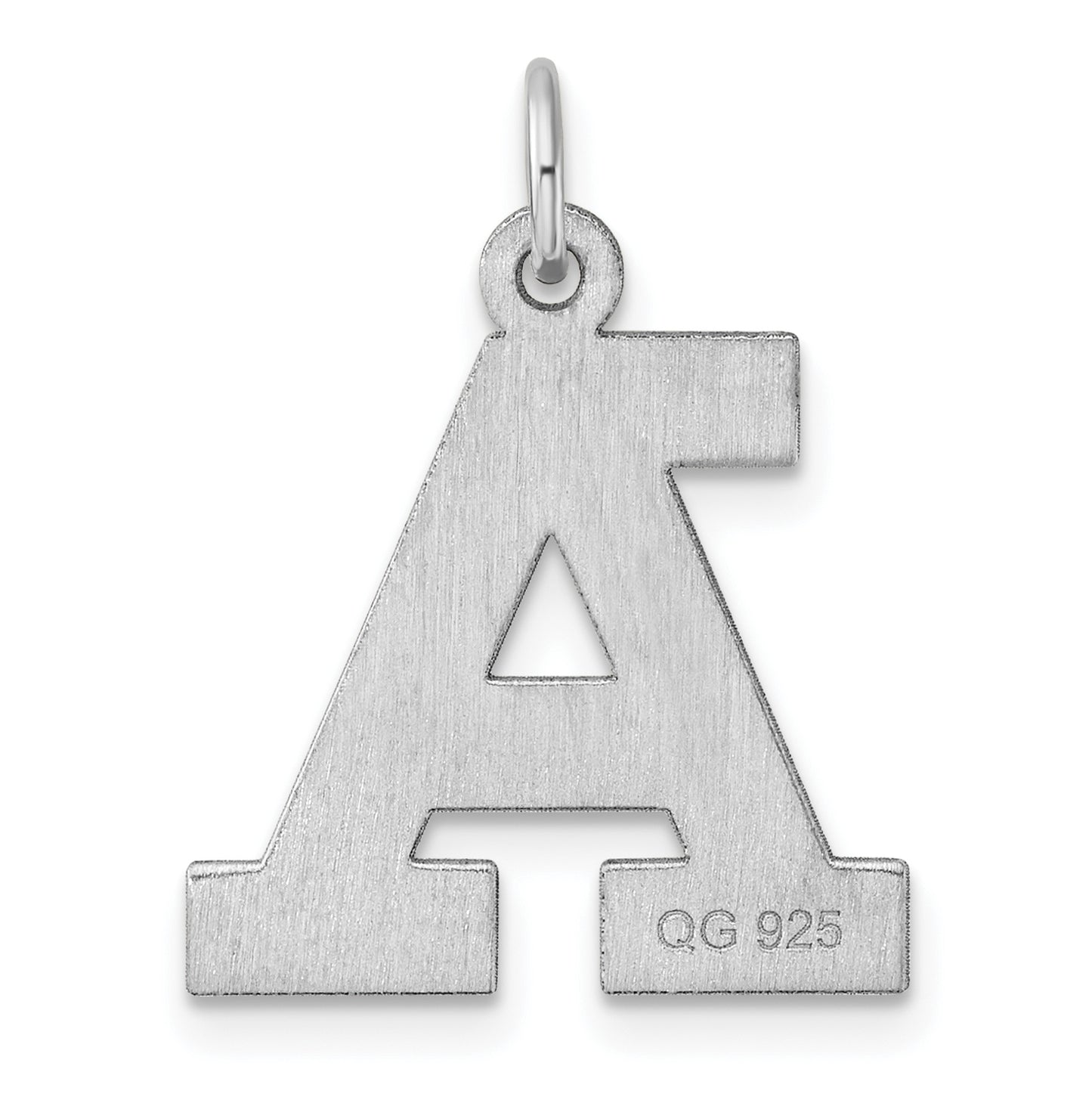 Large Sterling Silver Rhodium plated Block Letter A Initial Charm