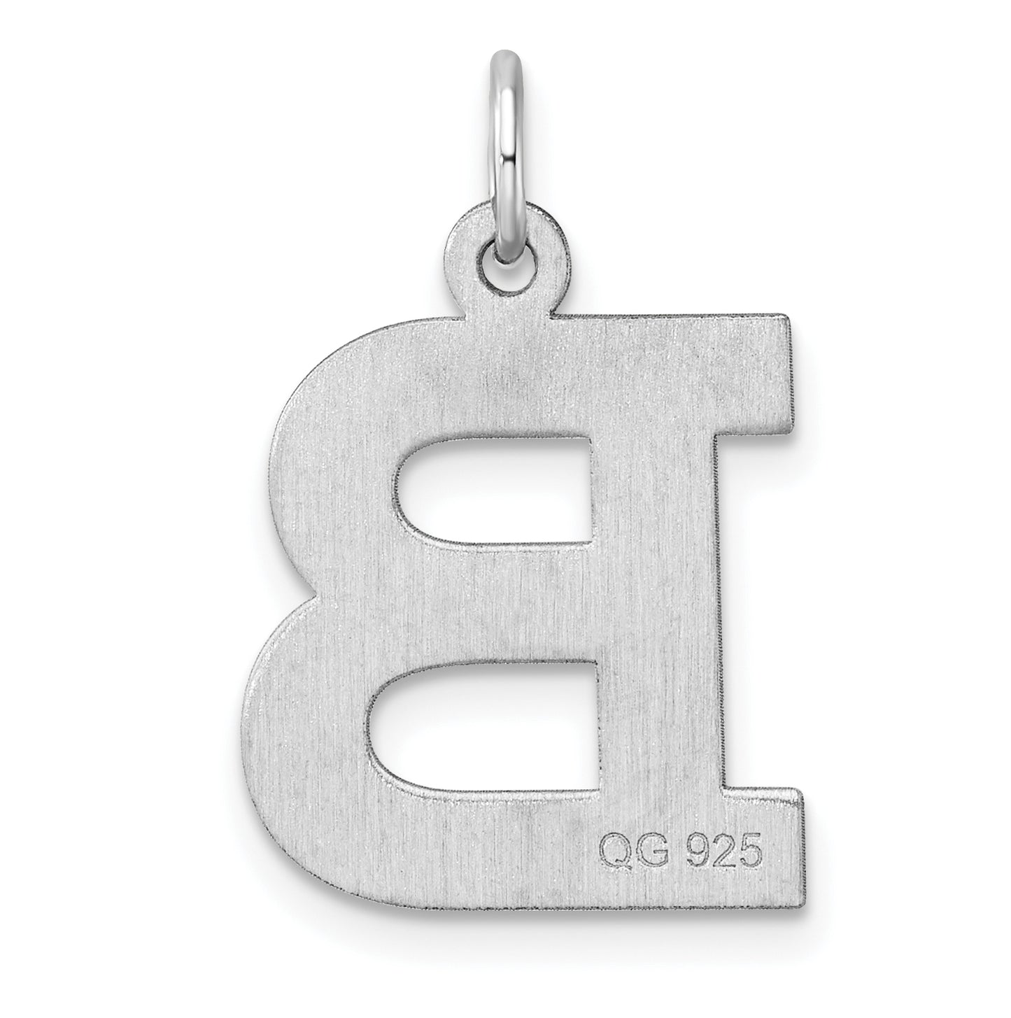 Large Sterling Silver Rhodium plated Block Letter B Initial Charm