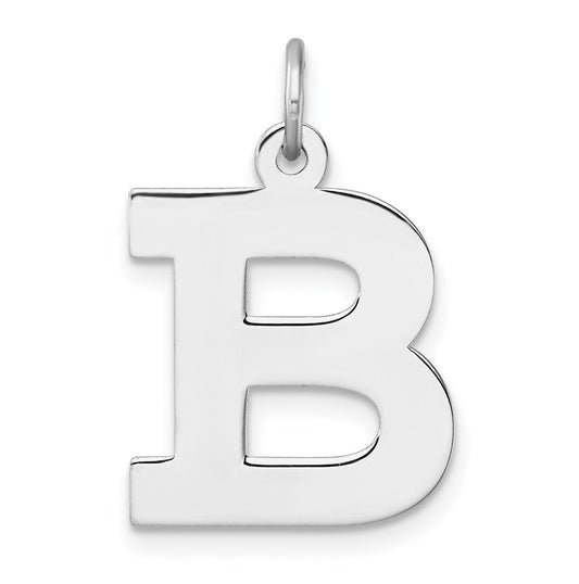 Large Sterling Silver Rhodium plated Block Letter B Initial Charm