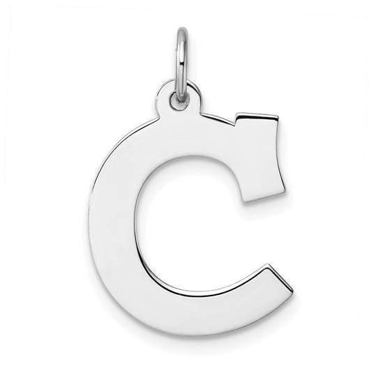 Large Sterling Silver Rhodium plated Block Letter C Initial Charm