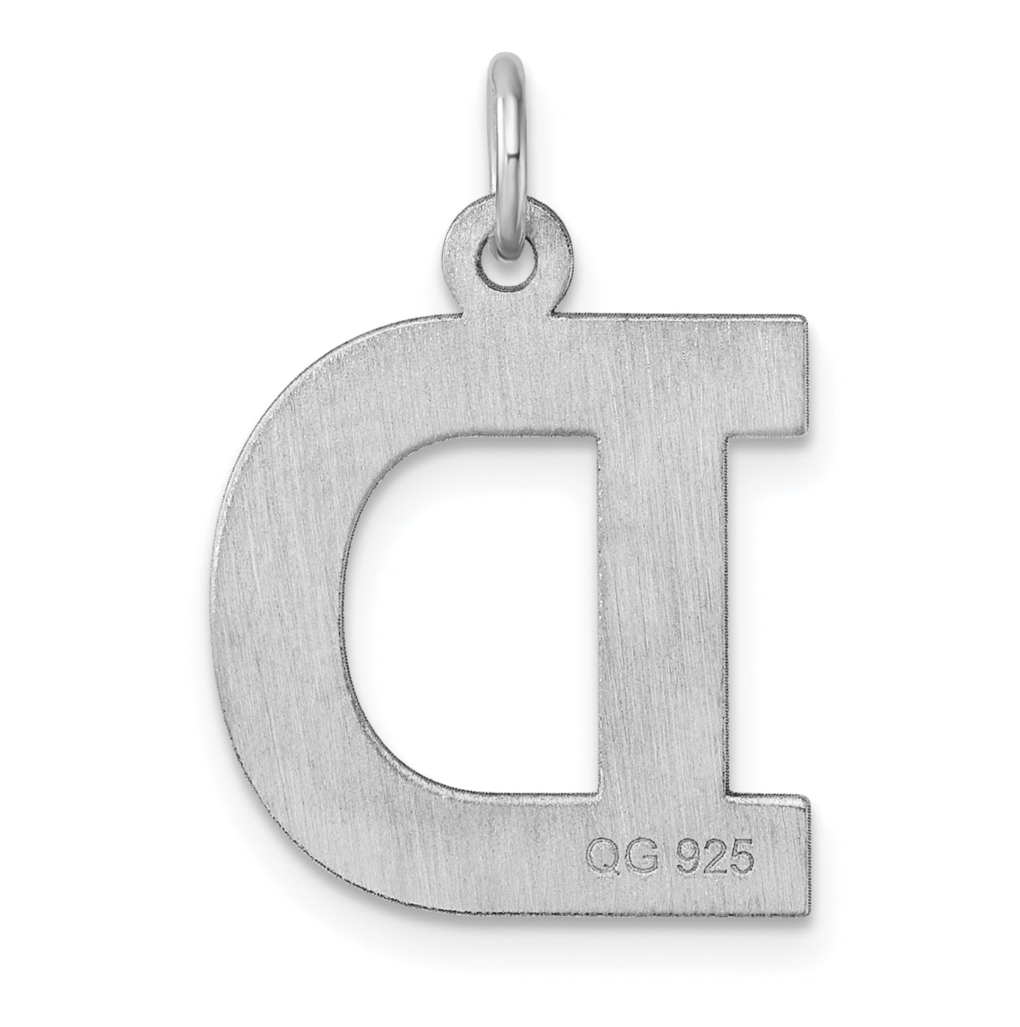 Large Sterling Silver Rhodium plated Block Letter D Initial Charm