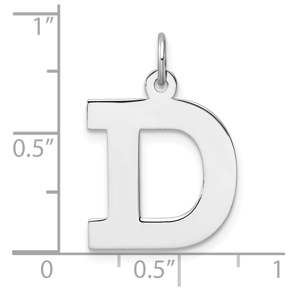 Large Sterling Silver Rhodium plated Block Letter D Initial Charm