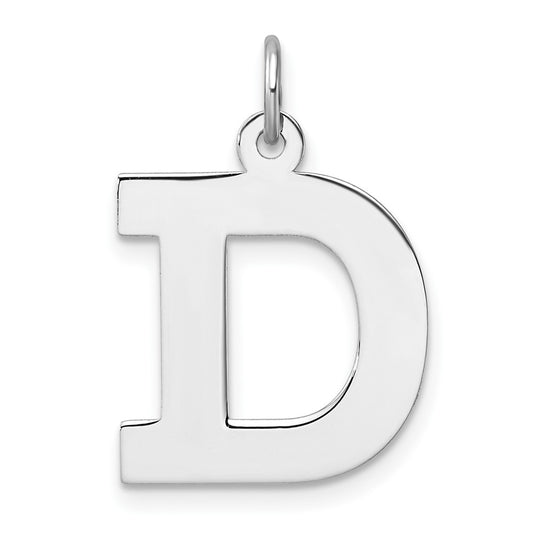 Large Sterling Silver Rhodium plated Block Letter D Initial Charm