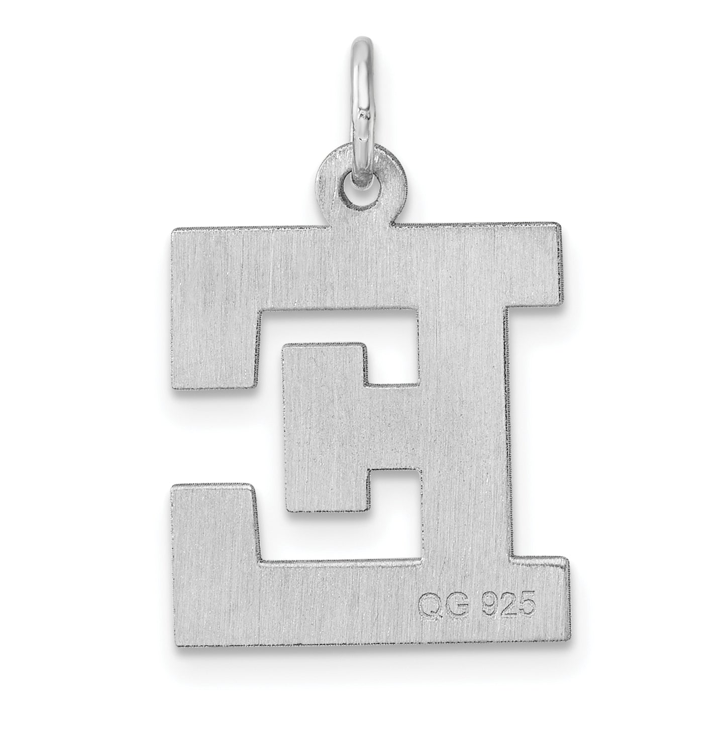 Large Sterling Silver Rhodium plated Block Letter E Initial Charm