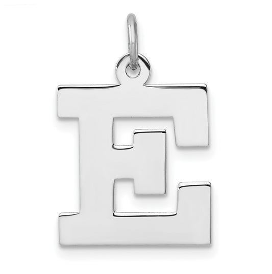 Large Sterling Silver Rhodium plated Block Letter E Initial Charm