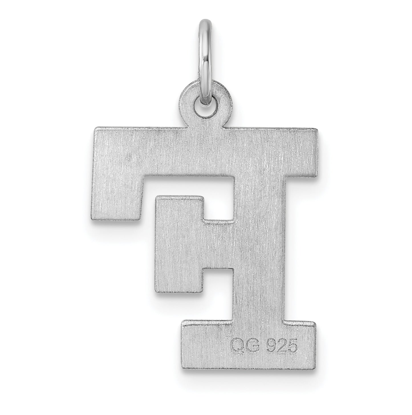 Large Sterling Silver Rhodium plated Block Letter F Initial Charm