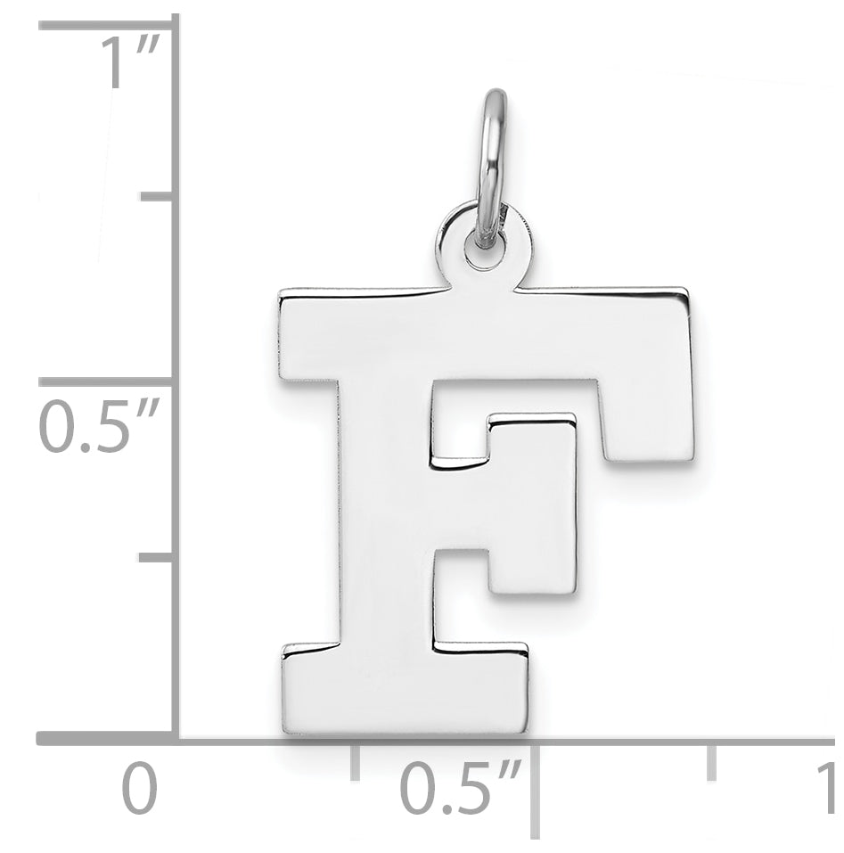 Large Sterling Silver Rhodium plated Block Letter F Initial Charm