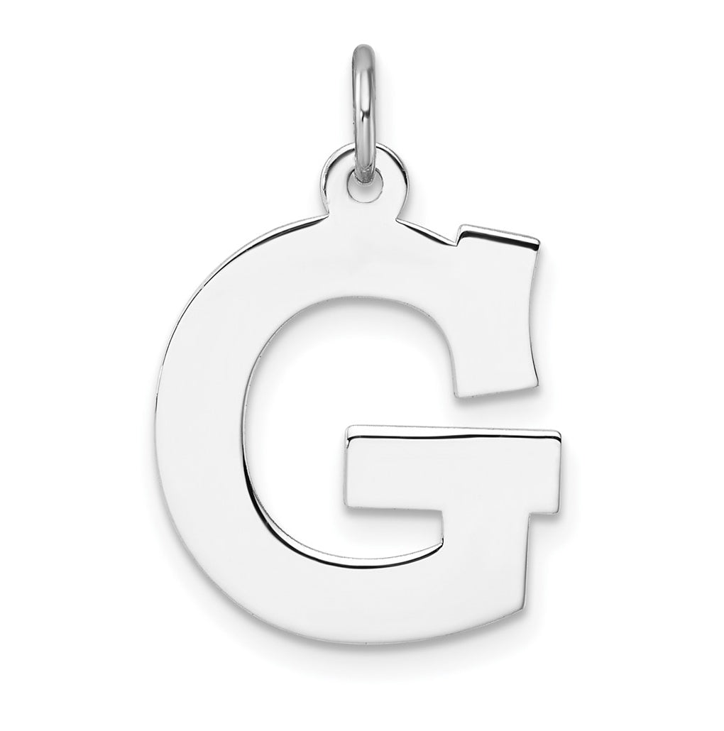 Large Sterling Silver Rhodium plated Block Letter G Initial Charm