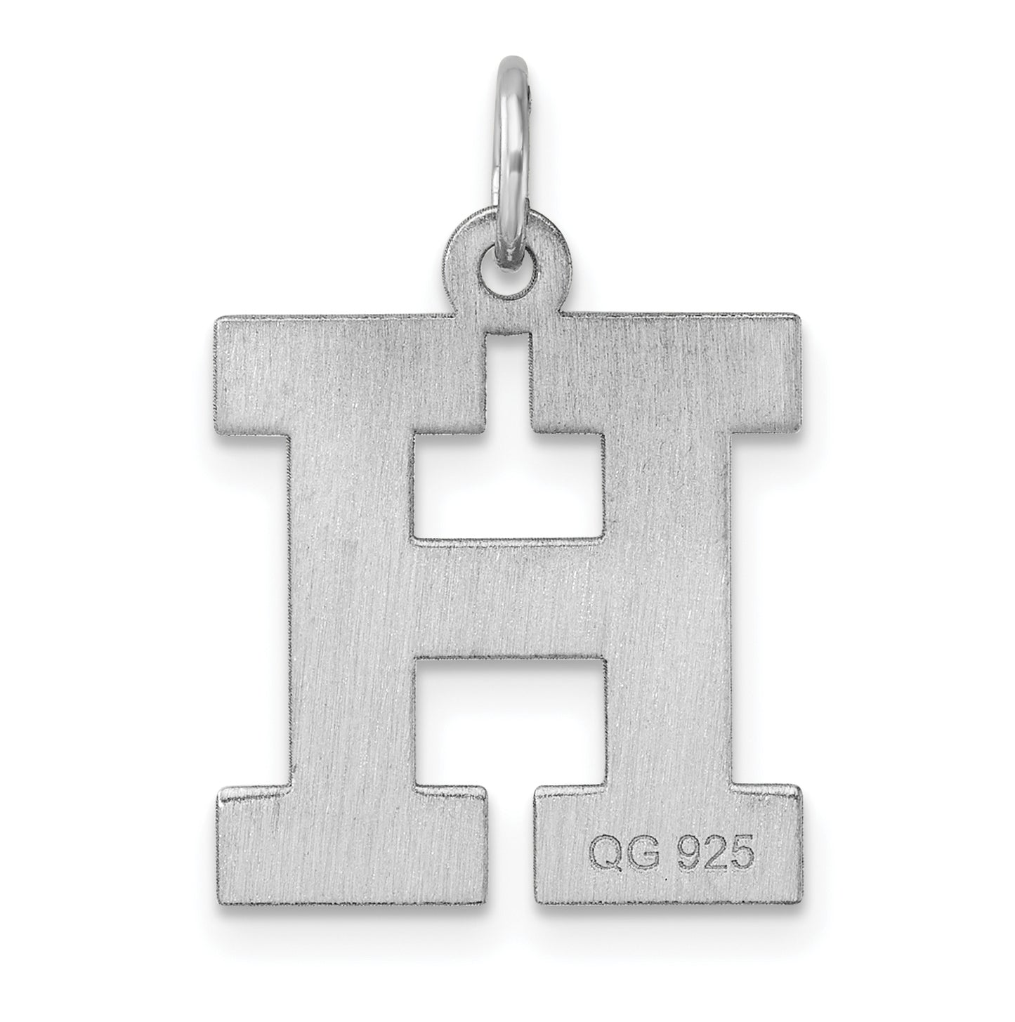 Large Sterling Silver Rhodium plated Block Letter H Initial Charm