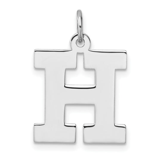 Large Sterling Silver Rhodium plated Block Letter H Initial Charm
