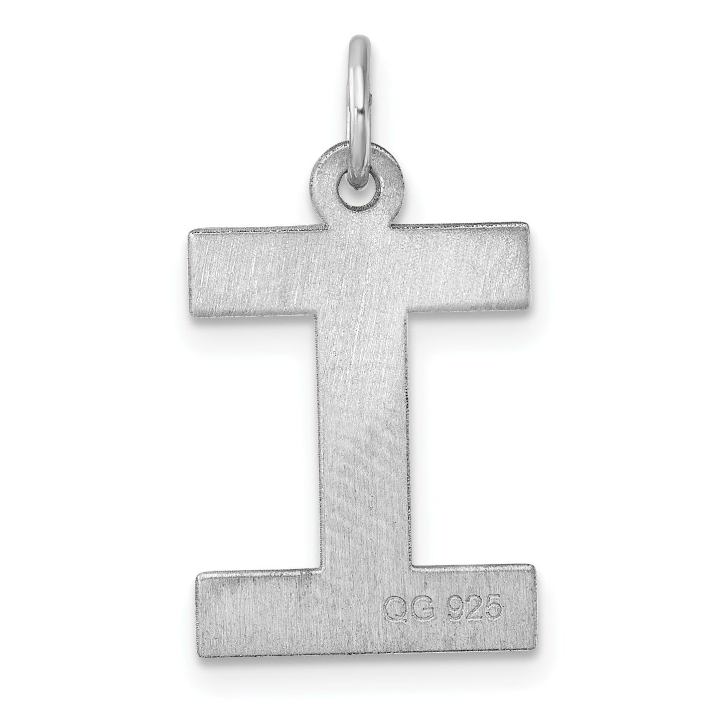 Large Sterling Silver Rhodium plated Block Letter I Initial Charm