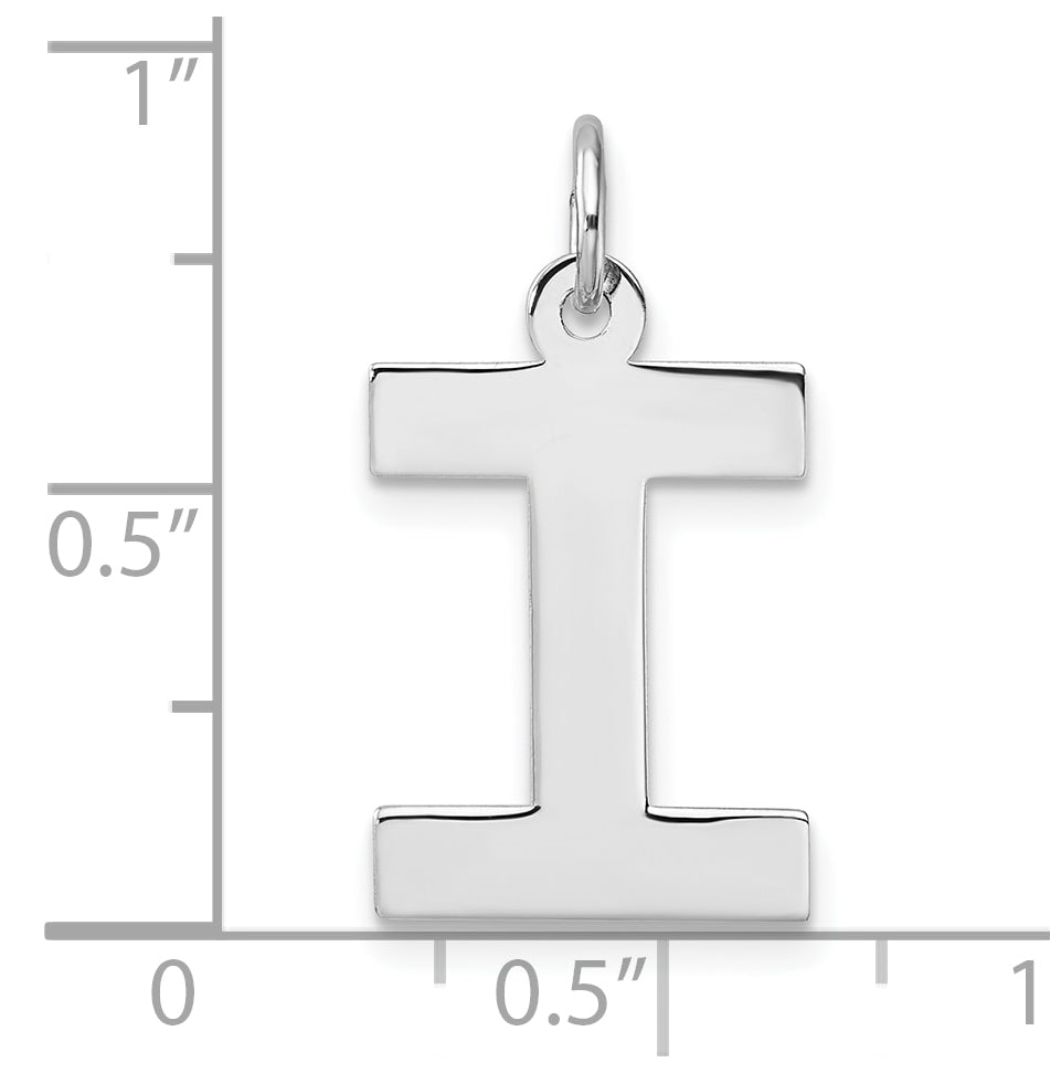 Large Sterling Silver Rhodium plated Block Letter I Initial Charm