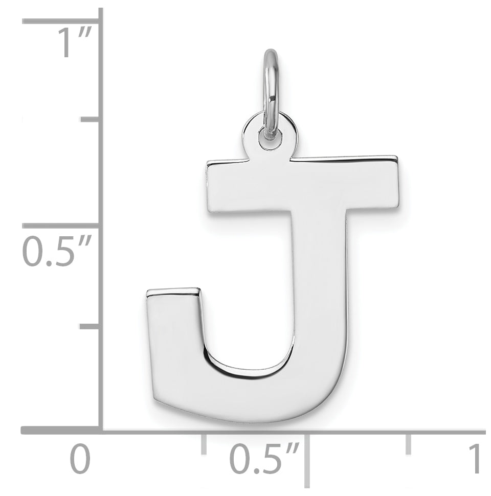Large Sterling Silver Rhodium plated Block Letter J Initial Charm