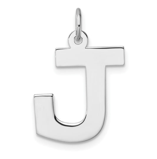 Large Sterling Silver Rhodium plated Block Letter J Initial Charm