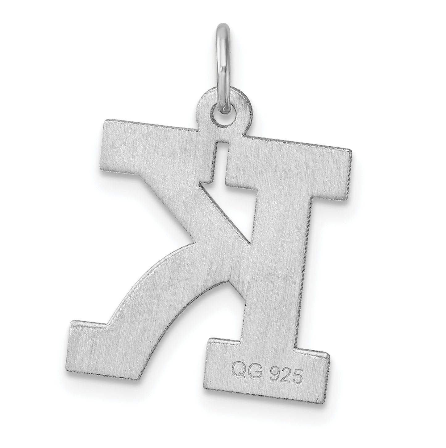 Large Sterling Silver Rhodium plated Block Letter K Initial Charm