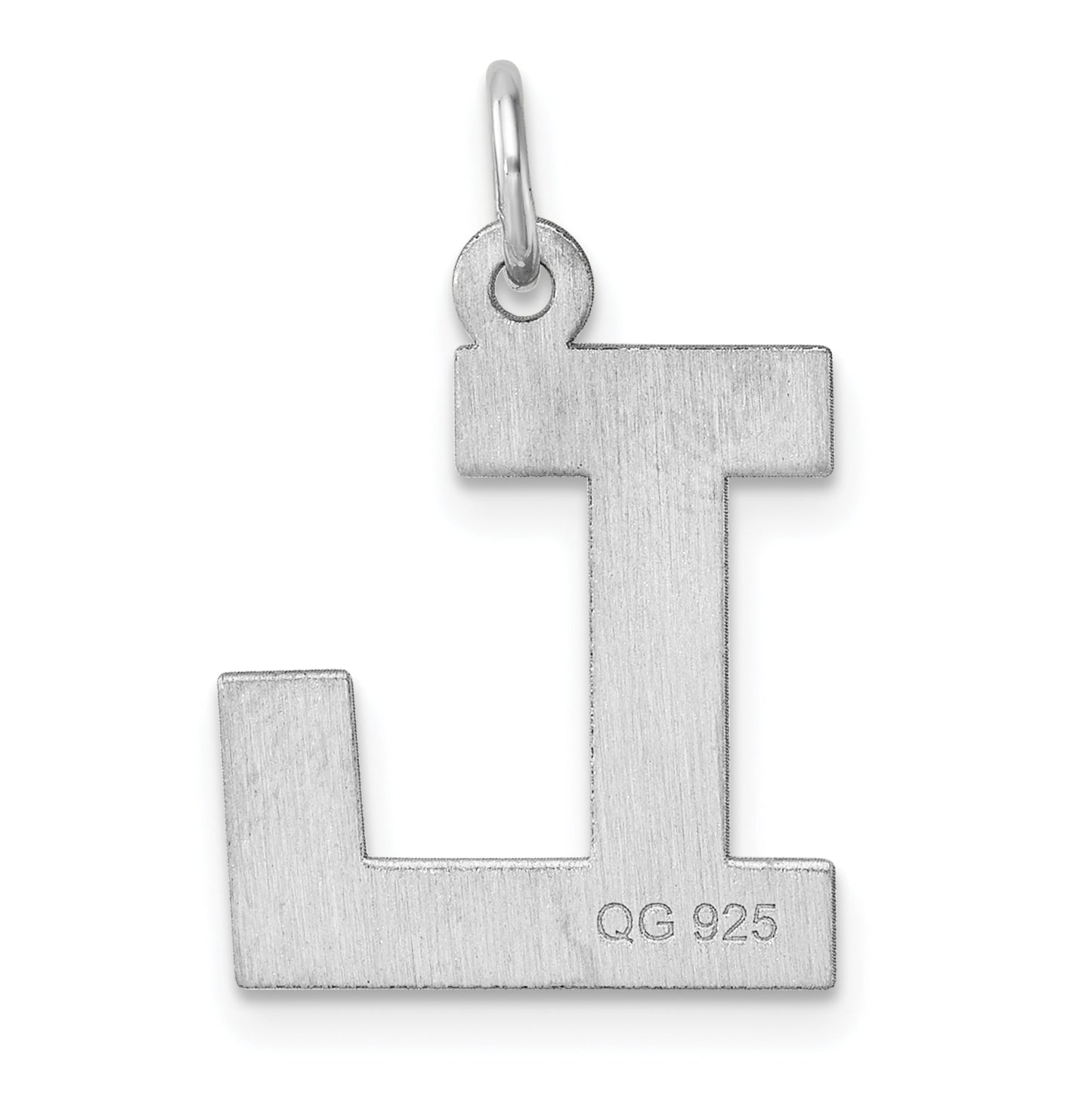 Large Sterling Silver Rhodium plated Block Letter L Initial Charm