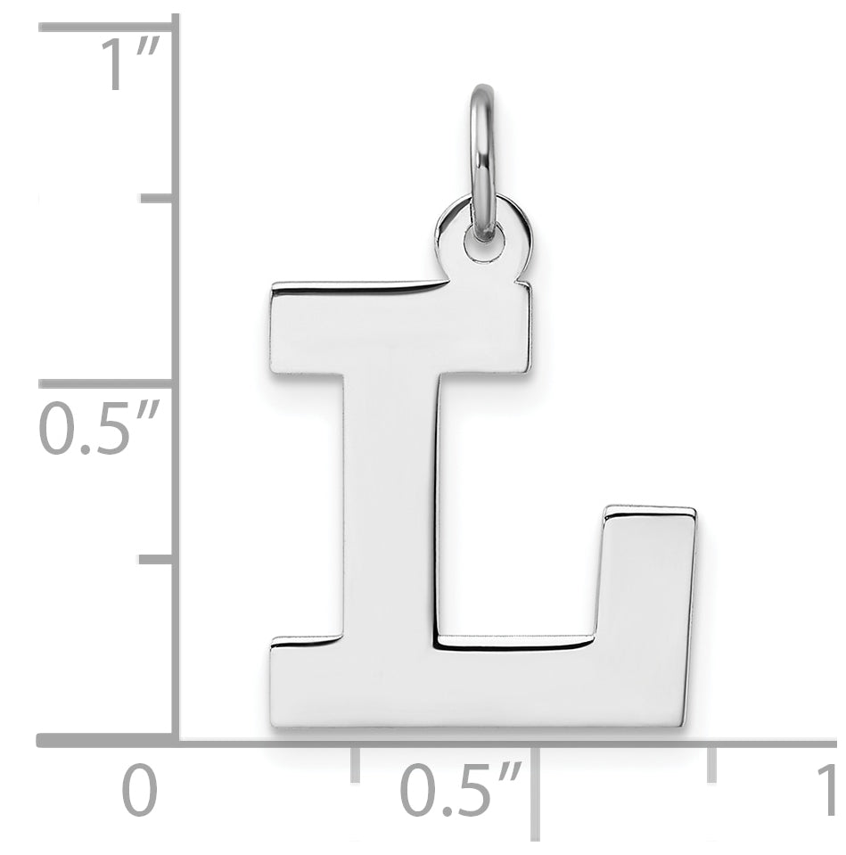 Large Sterling Silver Rhodium plated Block Letter L Initial Charm