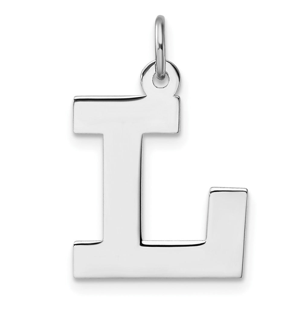 Large Sterling Silver Rhodium plated Block Letter L Initial Charm