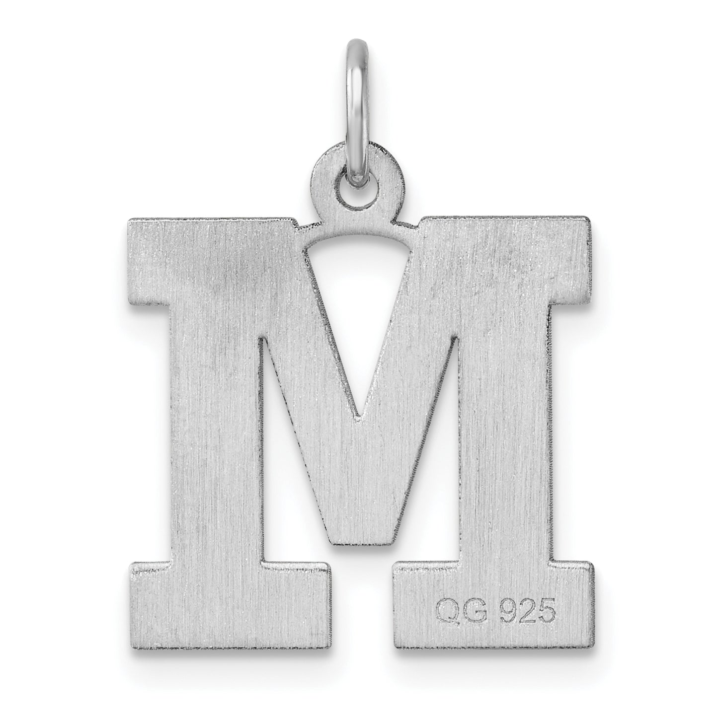 Large Sterling Silver Rhodium plated Block Letter M Initial Charm