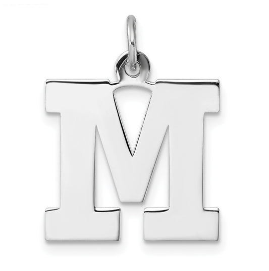 Large Sterling Silver Rhodium plated Block Letter M Initial Charm